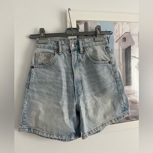 Zara Light Blue Washed Denim Shorts